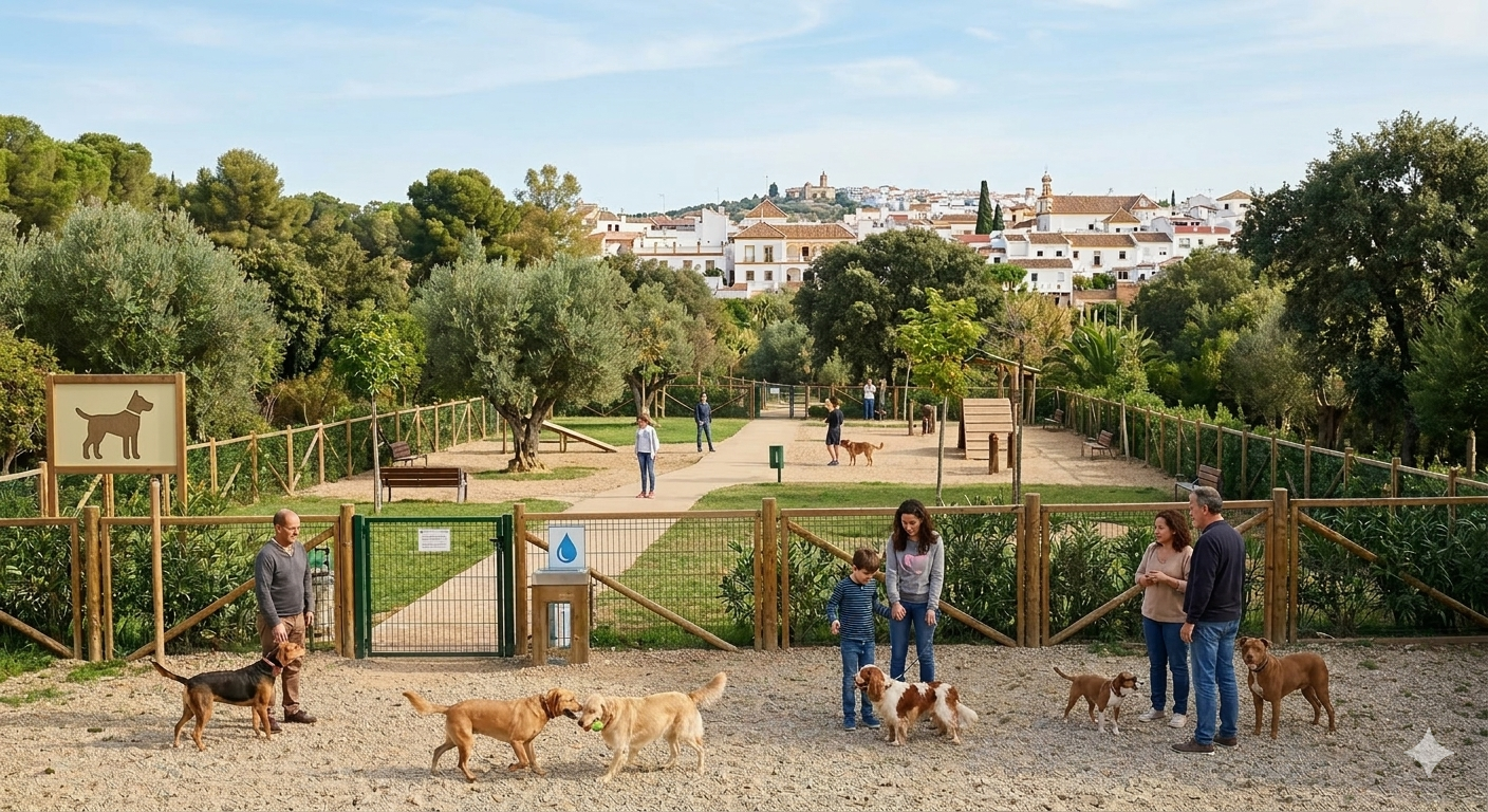 Perros socializando en un parque canino